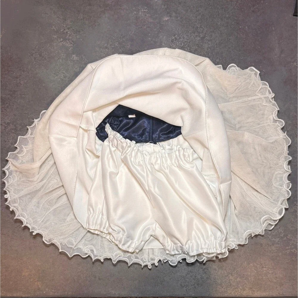 American Princess 12M White Lace & Tulle Formal Navy Dress w/ Bloomers New